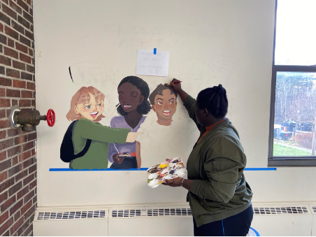 Student painting mural